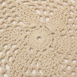 12pcs 20cm Vintage Beige Cotton Doilies Hand Crochet Coasters Lace Applique