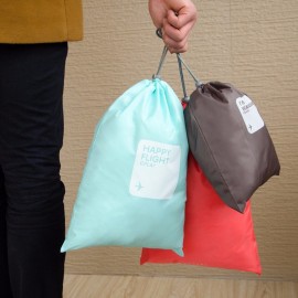 4 Pcs Nylon Waterproof Travel Drawstring Storage Bag Clothes Tidy Organizer