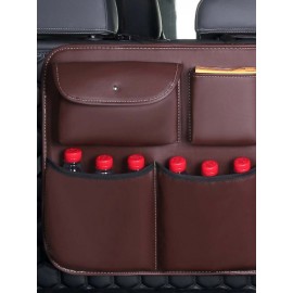 Faux Leather Car Rear Seat Back Storage Bag Multi-use Car Trunk Organizer Auto Stowing Tidying Auto Interior Accessories
