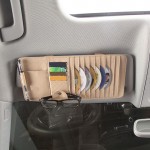 Multi-function PU Leather Car CD Clip Card Bag Phone Sunglasses Pen Holder