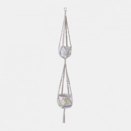 Natural Cotton Rope Braided Basket Bag Macrame Hanging Pot Plant Holder