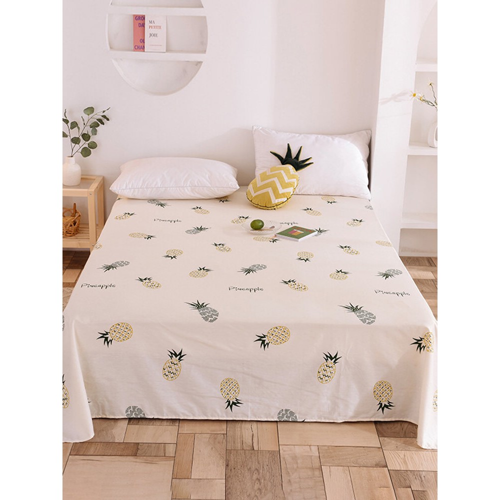 Small Fresh Pure Cotton Print Sheets Bedding Bedroom Pineapple Single Double Sheets