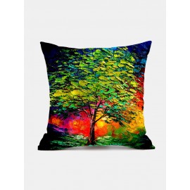 Vintage Tree Pattern Linen Cushion Cover Home Sofa Art Decor Throw Pillowcase